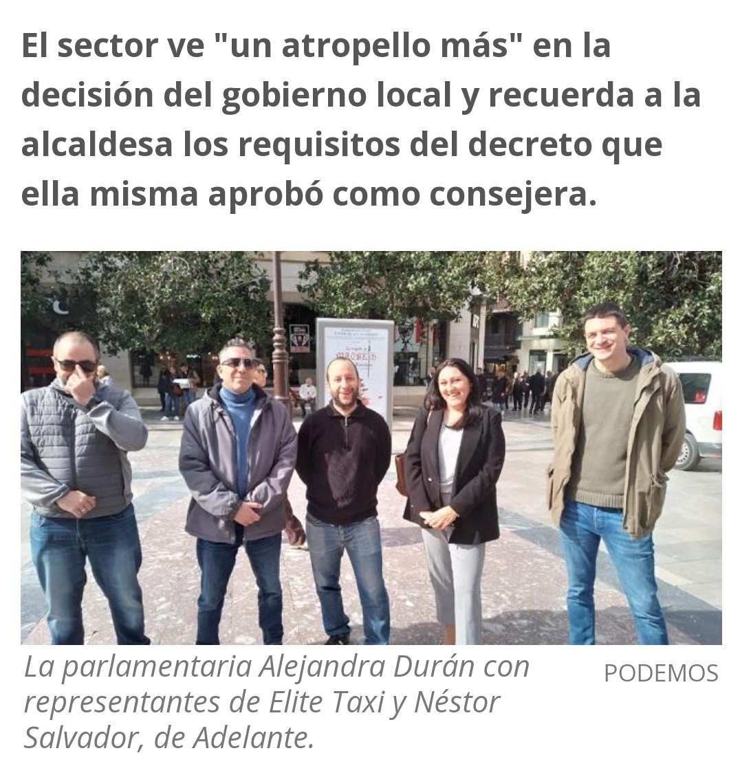 🗞️ELITE TAXI, POR ANDALUCÍA Y ADELANTE DENUNCIAN QUE LA CAPITAL SE SALTA LA LEGALIDAD AL RESERVAR UNA "PARADA ENCUBIERTA" PARA VTC EN LA FIESTA DE LA PRIMAVERA

elindependientedegranada.es/ciudadania/eli…
