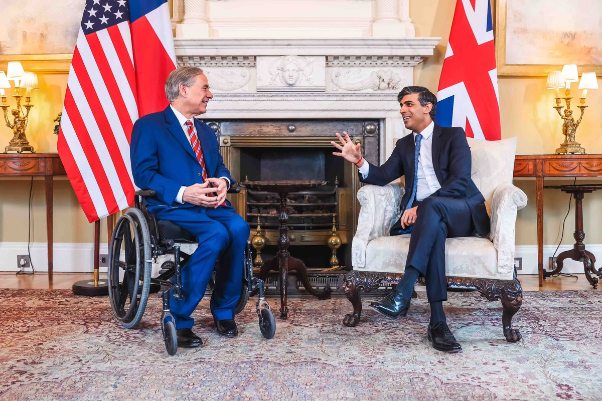 Thank you Prime Minister @RishiSunak for the warm welcome to the United Kingdom and 10 Downing Street. Texas and the U.K. have a unique cultural and economic relationship. I look forward to continuing that partnership so our two people can thrive for generations to come.