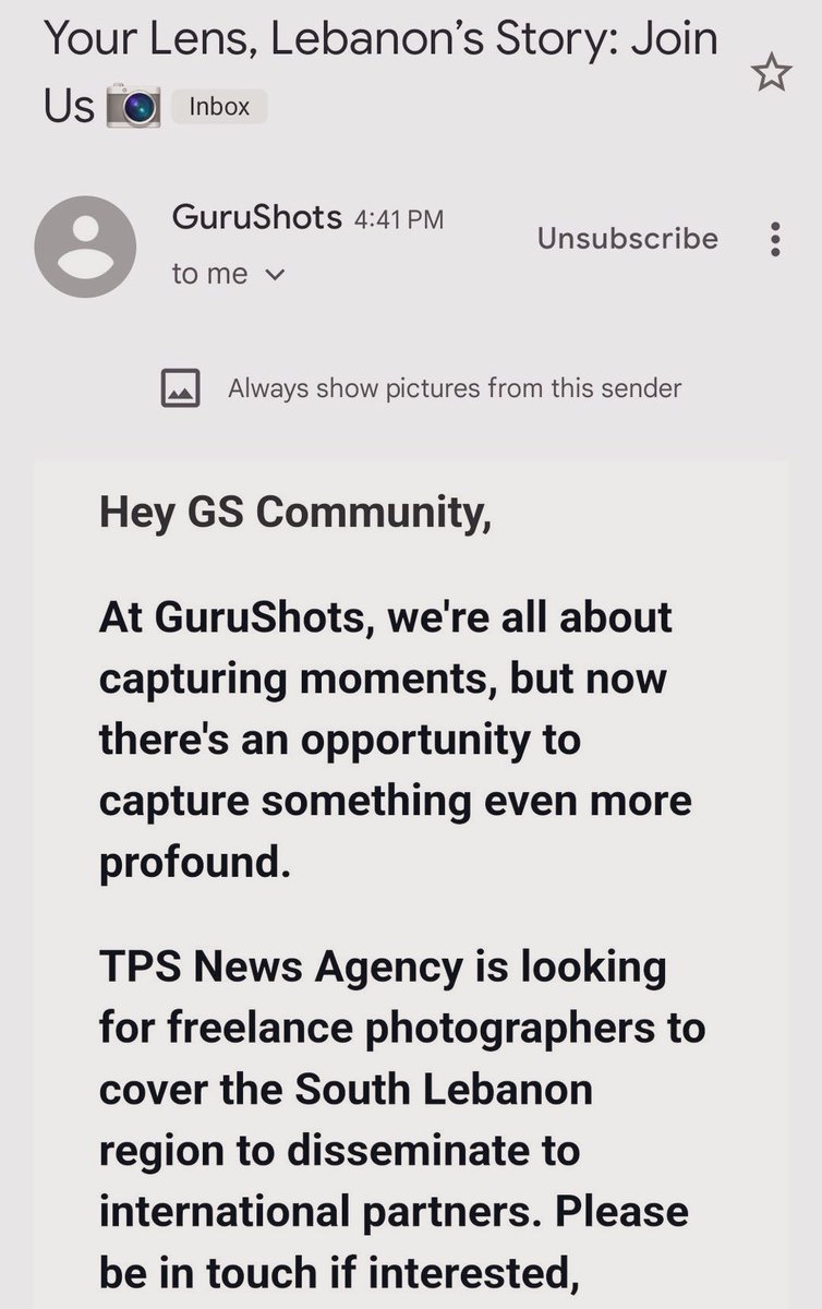 For TPS news, 'freelance photographers' in South Lebanon are being sought after by GuruShots, a well-known photographic portal with a large number of Lebanese users. TPS and GuruShots are Israeli organisations. They are attempting to trick job seekers into turning informants.…
