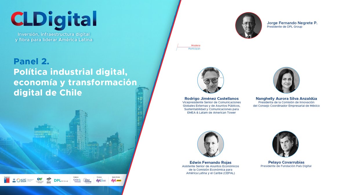 #ChileDigital | Política industrial digital, economía y transformación digital de Chile
🔗digital-chile.com

-@fernegretep (@dpl_group)
-Rodrigo Jiménez (EMEA & Latam de American)
-@NanghellySilva (@cceoficialmx)
- @feromej2 (@eLAC_CEPAL)
-@pcovarrubias (@fpaisdigital)