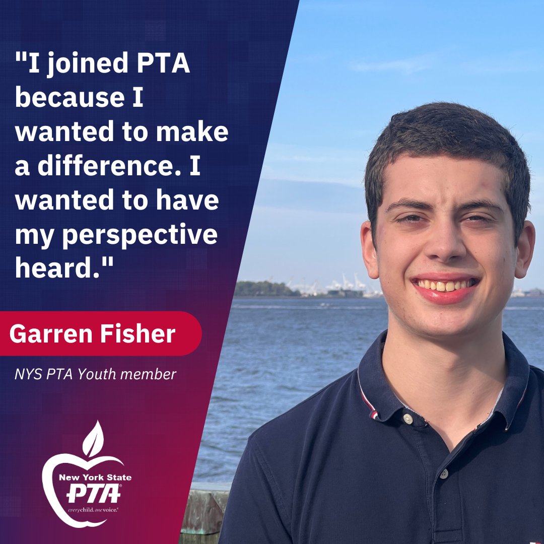 NYSPTA's tweet photo. Garren shares with us his #whyPTA . Gain valuable leadership experience by joining PTA today! Click the link to learn more about student membership: https://t.co/FdEX97l38u https://t.co/SRlXowmJQ1