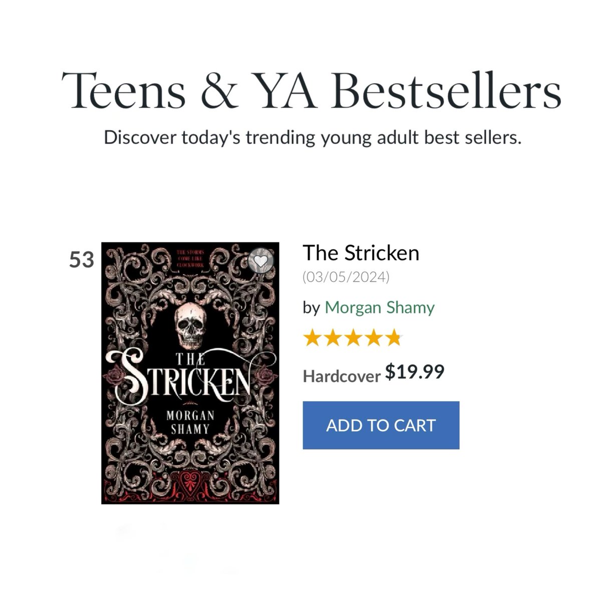 I’m in the Top 100 AGAIN for Teen & YA Bestsellers on Barnes & Noble! YAYY!! (Right next to Twilight, lol!) If you haven’t purchased yet, consider buying there to support! 🙌💀🙏🏻🎉🔥🔪🩸🏴‍☠️📚 @CamCatBooks