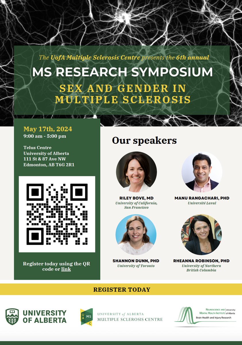 UAlberta MS Centre (@yegms) on Twitter photo Registration for our annual MS Research Symposium is now open. We look forward to an exciting day on May 17th!
Registration: forms.gle/AJDZPrmZvY8Fqo…
<a href="/UAlberta_FoMD/">UAlberta Med & Dent</a> <a href="/AB_MS_Network/">Alberta MS Network</a> <a href="/NMHI_UofA/">Neuroscience & Mental Health Institute - U of A</a> Registration for our annual MS Research Symposium is now open. We look forward to an exciting day on May 17th!
Registration: forms.gle/AJDZPrmZvY8Fqo…
<a href="/UAlberta_FoMD/">UAlberta Med & Dent</a> <a href="/AB_MS_Network/">Alberta MS Network</a> <a href="/NMHI_UofA/">Neuroscience & Mental Health Institute - U of A</a>