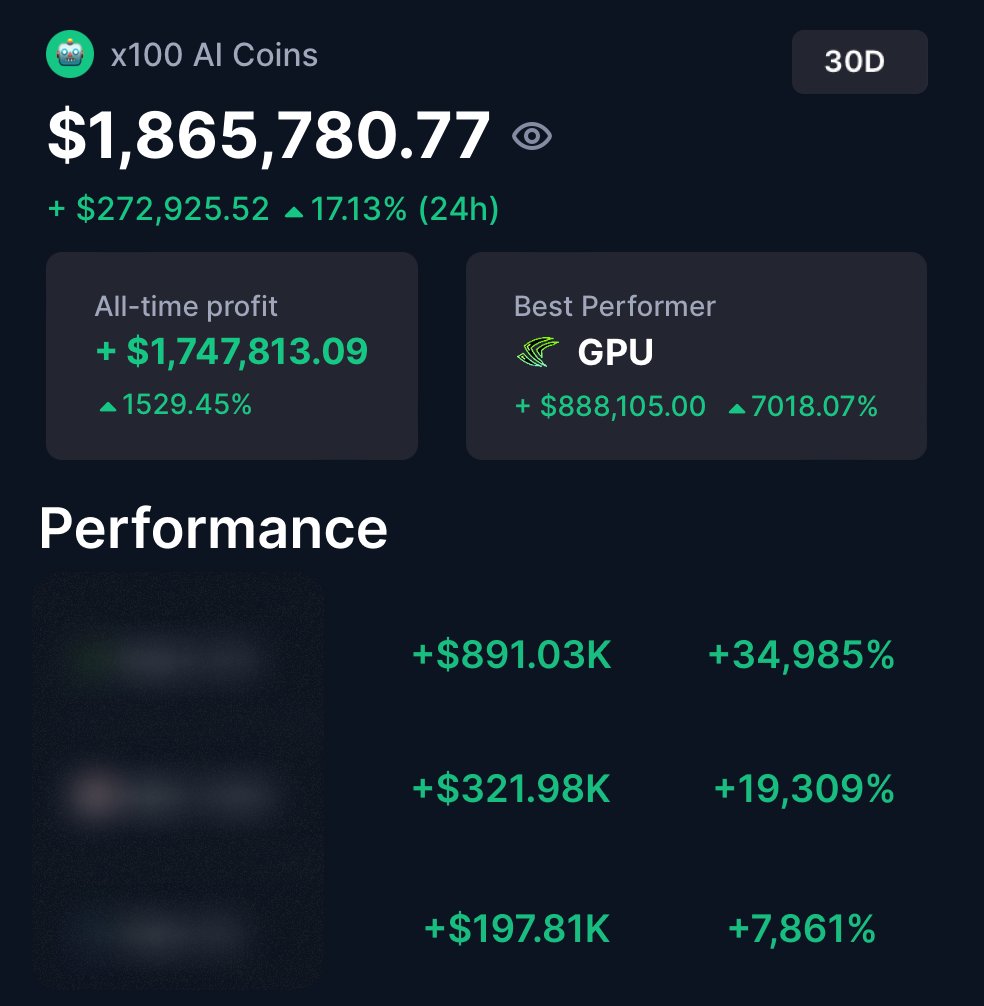 I made 1.8 million this cycle, finding narratives early!

60%+ profit was made on AI coins..

Next BOOM is Nvidia conference, coming in 5 days.

Here're my 8 AI plays with 100x potential🧵👇