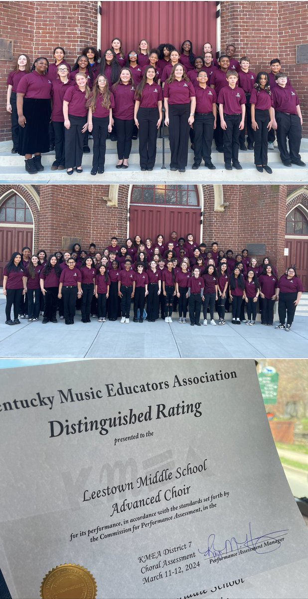 Congratulations <a href="/TheLeestownWay/">The Leestown Way</a> for their DISTINGUISHED rating for Choir by the KY Music Educators Association!  🏆 🥇 <a href="/FCPSKY/">Fayette County Public Schools</a> <a href="/BBradfordFCPS/">Bill Bradford, Ed.D.</a>