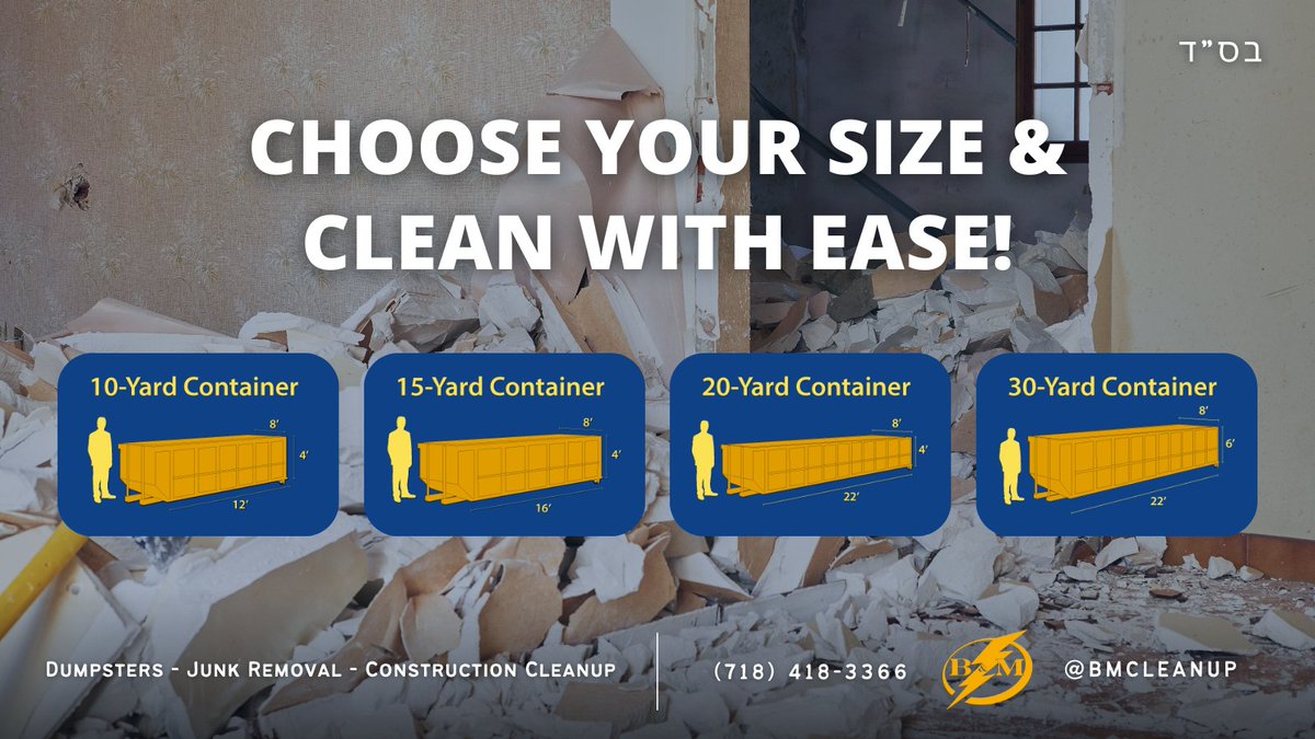 BMCleanup's tweet photo. Streamline your construction cleanup with our versatile dumpster container rentals. Make debris removal a breeze and keep your project on track effortlessly! 🚧🗑️♻️

#bmcleanup #wasteremoval #newyorkcity https://t.co/5dvj0JA7x9