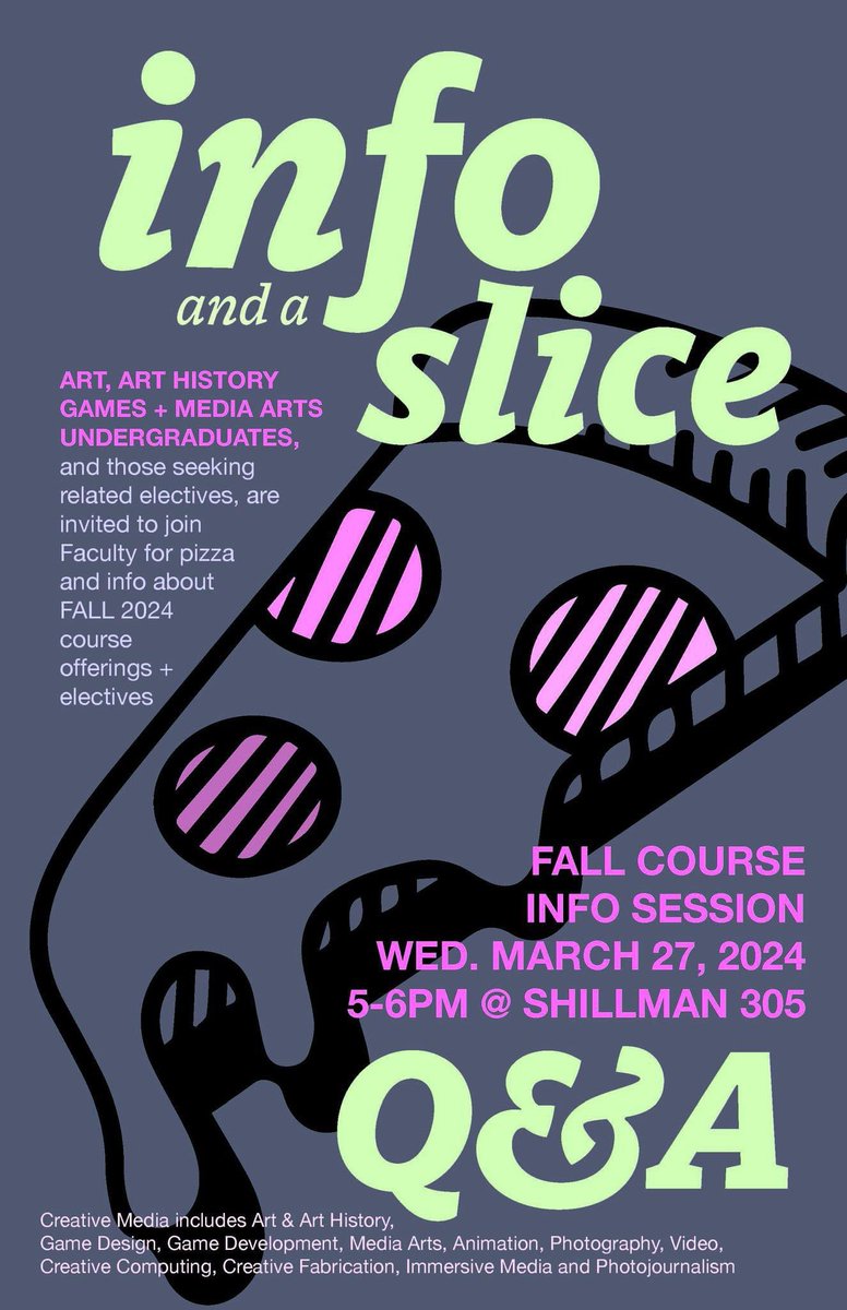 VisualStudiesNU's tweet image. Calling all creative media students in @NU_CAMD @northeastern ! Info session about courses next year! And pizza 🍕!!!