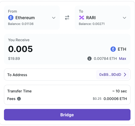 🚨Instant, low-cost bridging to RARI 🚨 We've been listening for your need to bridge your ETH to RARI with lower gas fees and less time 👂 Powered by @relayprotocol from @reservoir0x Link to bridge below for upcoming drops👇👇