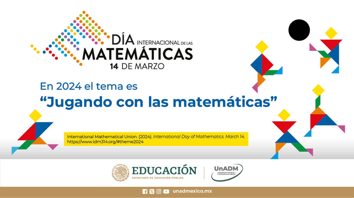 ¿Qué mejor manera de celebrar el #DiadelasMatematicas que jugando con ellas? 🧮🤸

Acompáñanos HOY en punto de las 5 pm en "Jugando con las Matemáticas"👉: youtube.com/watch?v=kGekex… 

¡Súmate a las actividades oficiales! : smm.org.mx/dim314/

#OrgulloyCorazonUnADM 💚