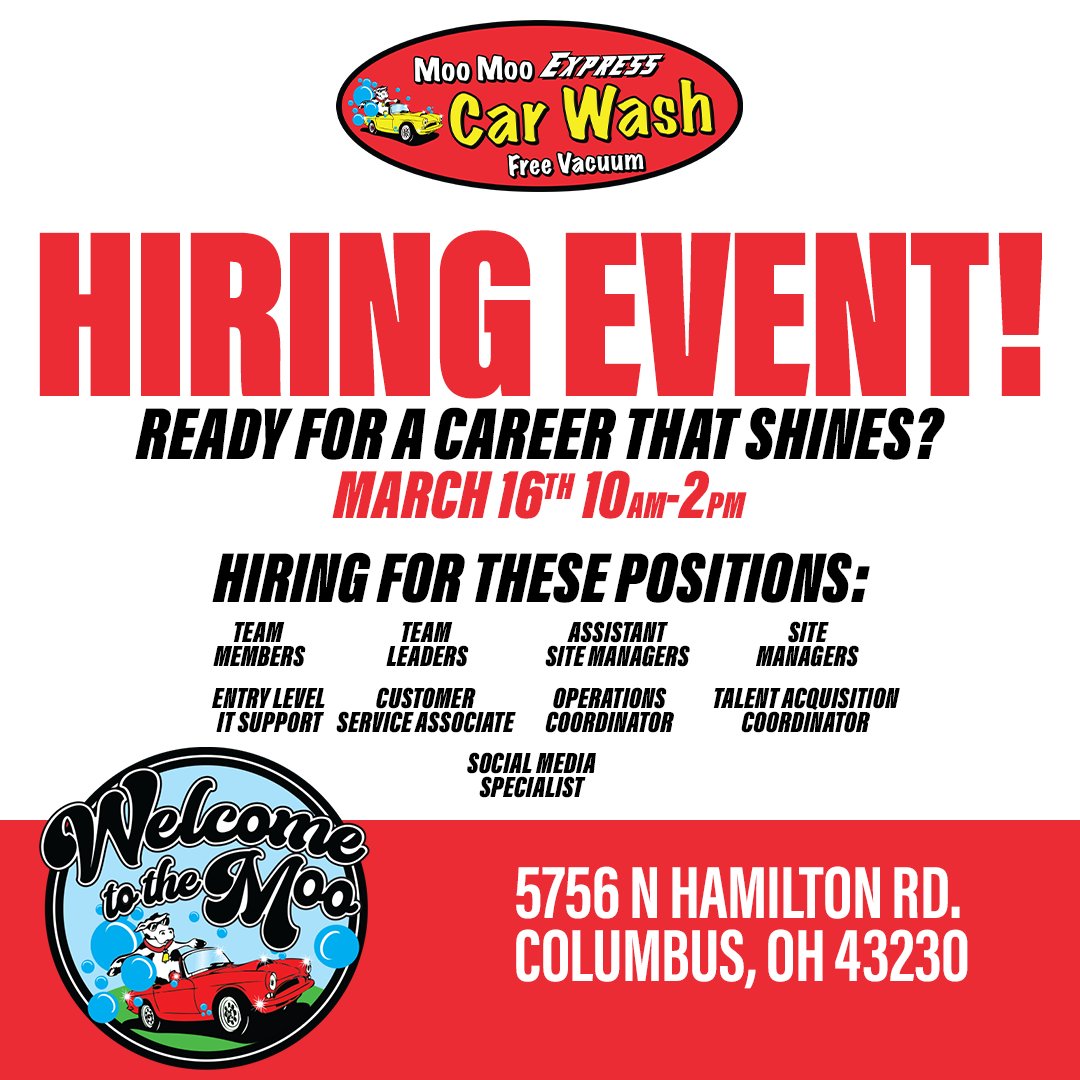 🚨NOW HIRING🚨 Join us MARCH 16th from 10 am - 2 pm for our hiring