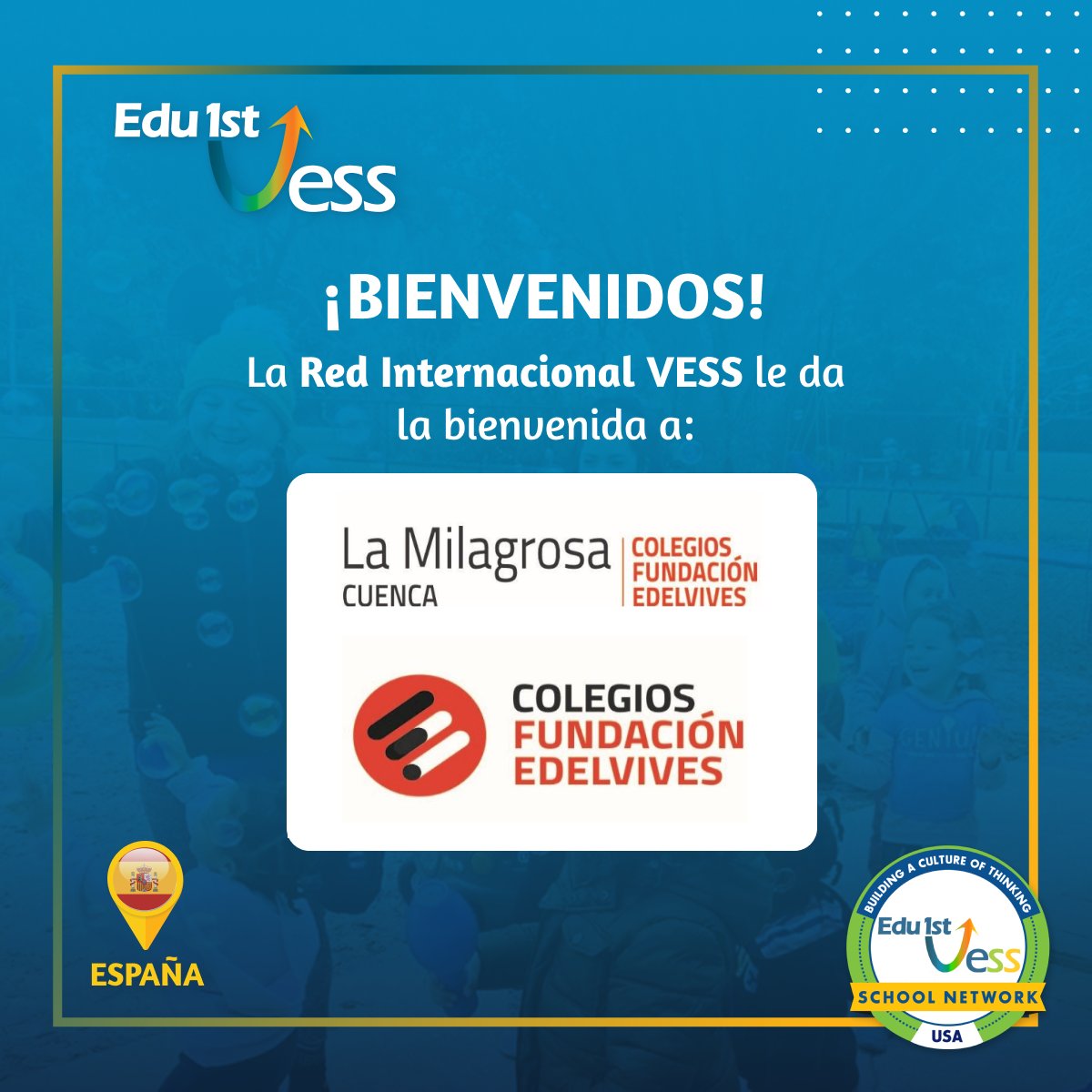 ¡Damos la bienvenida a la Red Internacional VESS al Colegio La Milagrosa de Cuenca, miembro de los <a href="/FundacEdelvives/">Fundación Edelvives</a> ! Estamos emocionados de comenzar este viaje hacia la transformación educativa juntos 💙