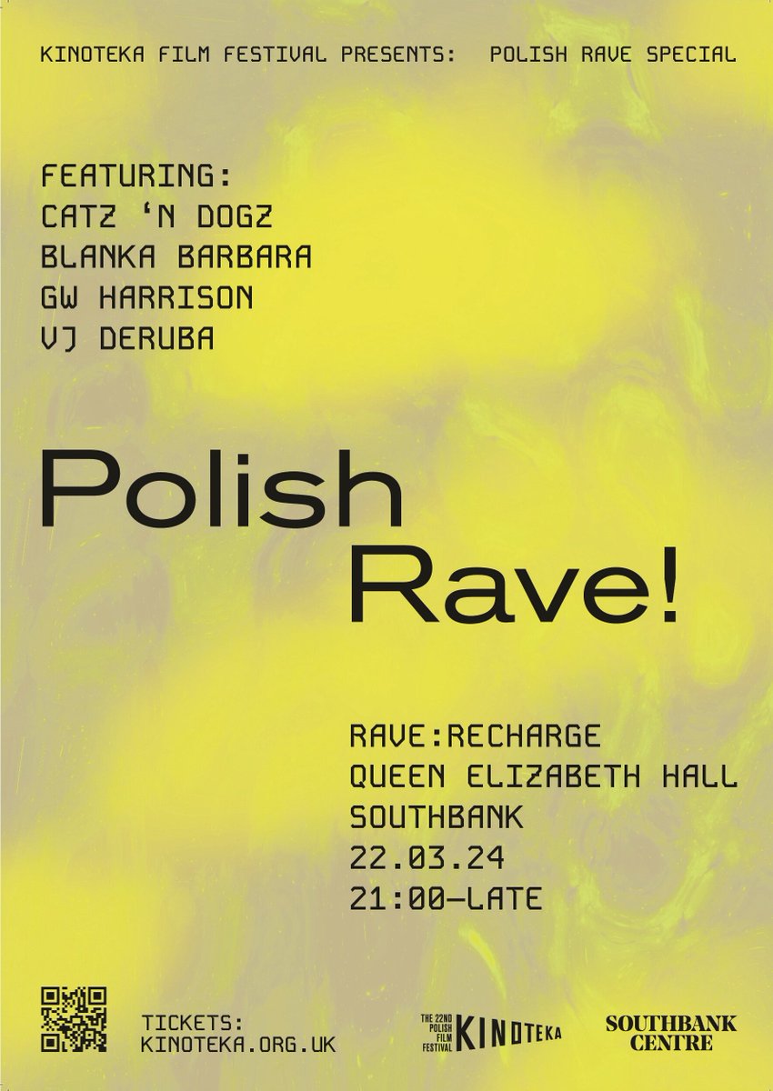 FurmanekTomasz's tweet photo. Come to a dance party inspired by the #Polishrave scene of the 1990s at this year's #Kinoteka Polish Film Festival 22 March 9pm- 2am Southbank Centre, London with top Polish DJs #CatznDogz, #BlankaBarbara & great British DJ #GWHarrison
Tickets: https://t.co/muOpz1FBJW... https://t.co/kLC8Lzd96P