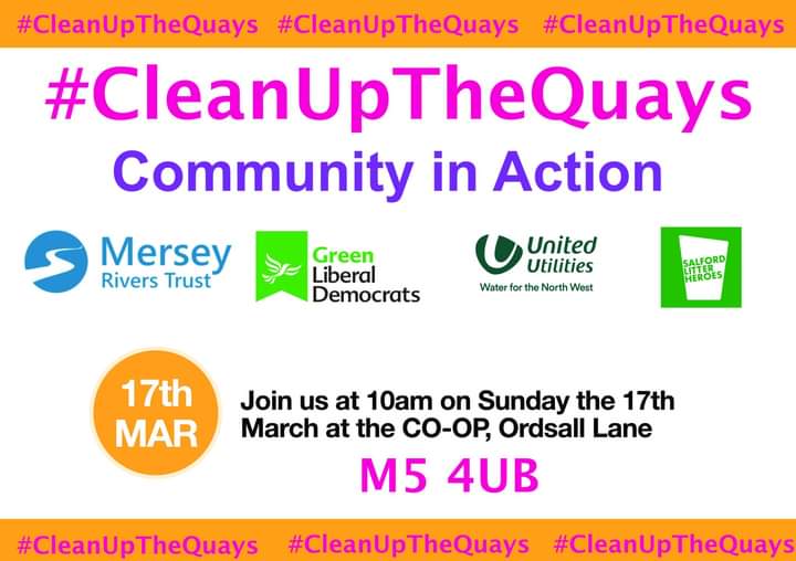 Proud to be representing @SalfordHeroes for this important #CleanUpTheQuays pickathon. Why not join us and ask for me in person to enquire about becoming a regular litter picking volunteer whilst your there, Free equipment can be provided for you to take away. Hope to see you 💚
