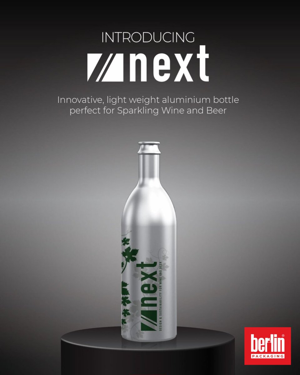 Meet NEXT—our innovative, lightweight aluminum bottle perfect for sparkling wine and beer. Think NEXT could be a great fit for your product? Contact us today to learn how Berlin Packaging can help you #PackageMoreProfit: lnkd.in/gxmQYJsN