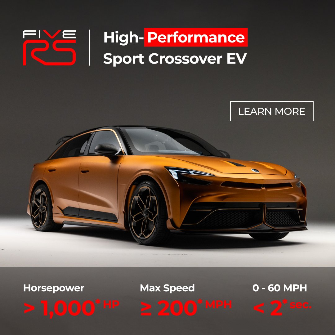 The #MullenFIVERS high-performance Sport EV crossover redefines the boundaries of mechanical and electrical performance while seamlessly blending beauty with efficiency. Explore what the FIVE RS has to offer: hubs.ly/Q02pmMNC0