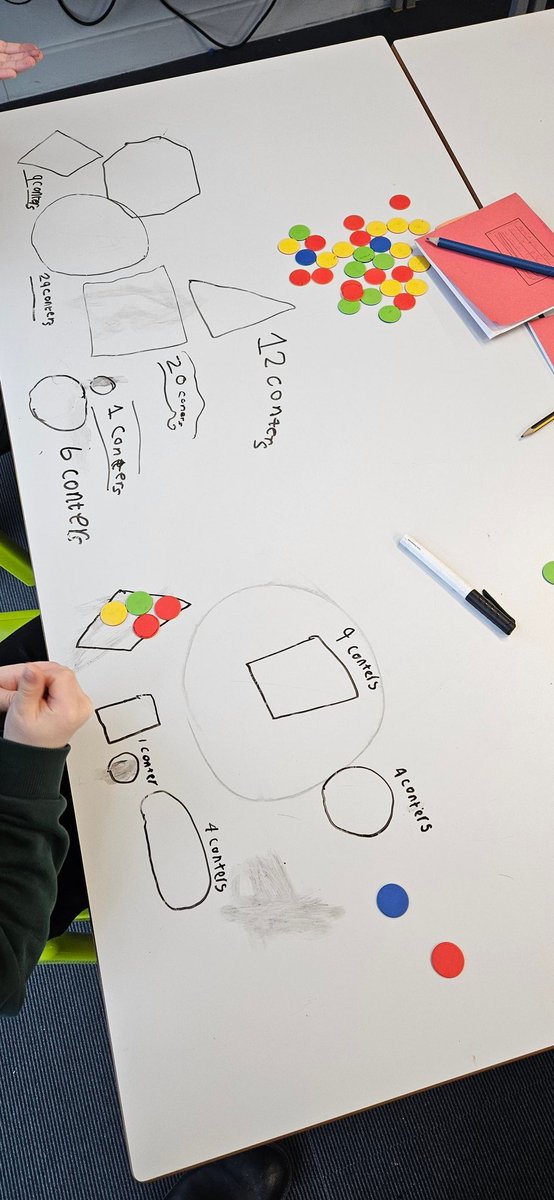 mrs_carle's tweet photo. Earlier this week we were estimating area using counters. The class for very creative with different shapes. https://t.co/jDPGBLbZhO