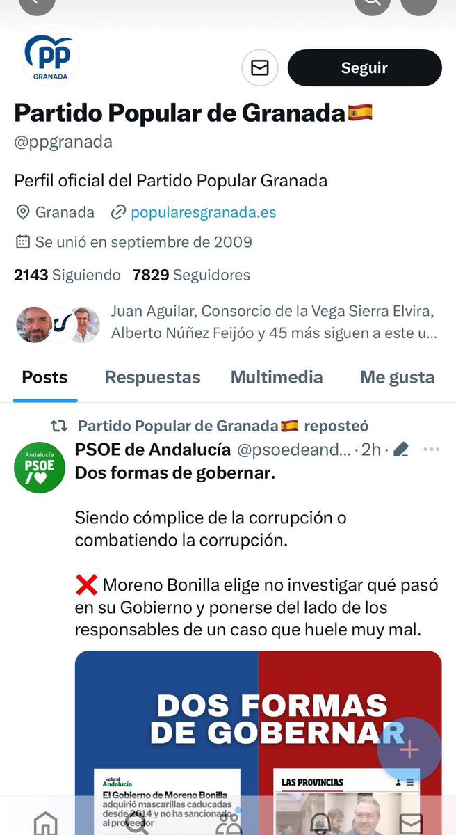 Gracias por uniros @ppgranada ¡En el 2026 haremos presidente a @_JuanEspadas! Hasta vosotros reconocéis que hay dos formas de hacer política, y la nuestra es la mejor para los andaluces y andaluzas.