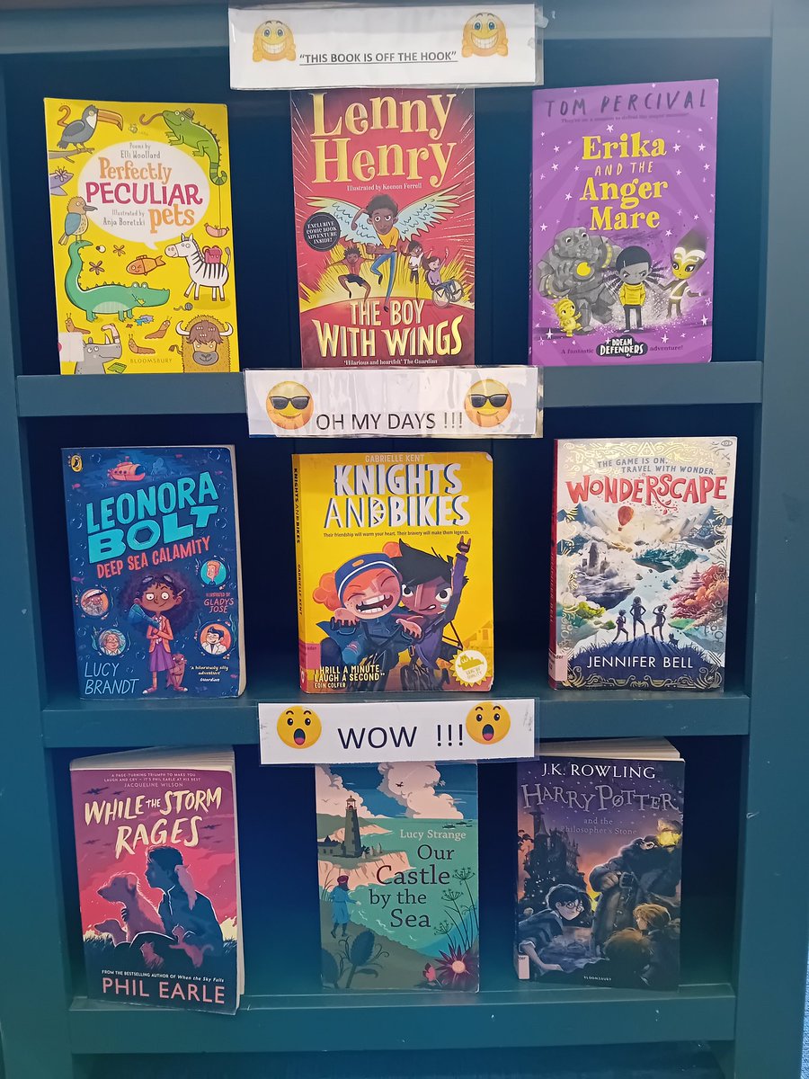 Children @HazelSchool. Check out the latest selection on the 'WoW ', 'Oh My Days' & 'This Book is off the Hook' @LennyHenry, @TomPercivalsays, @LetLucyB, @GabrielleKent, @philearle, @jk_rowling, @theLucyStrange. I hope you all enjoy this fantastic reads.