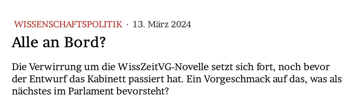 Alle an Bord?

Die Verwirrung um die #WissZeitVG-Novelle setzt sich fort, noch bevor der Entwurf das Kabinett passiert hat. Ein Vorgeschmack auf das, was als nächstes im Parlament bevorsteht?

Im Blog: jmwiarda.de/2024/03/13/all…