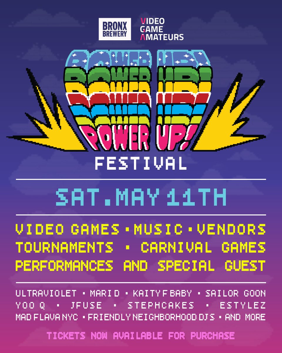 vgamateurs's tweet image. 🎮🎉Get ready to LEVEL UP your experience because the moment you’ve been waiting for is finally here! ⚡️POWER UP FESTIVAL TICKETS ARE NOW LIVE!!⚡️Last year was just the beginning, but this year, we’re cranking up the excitement to the next level in collaboration with…