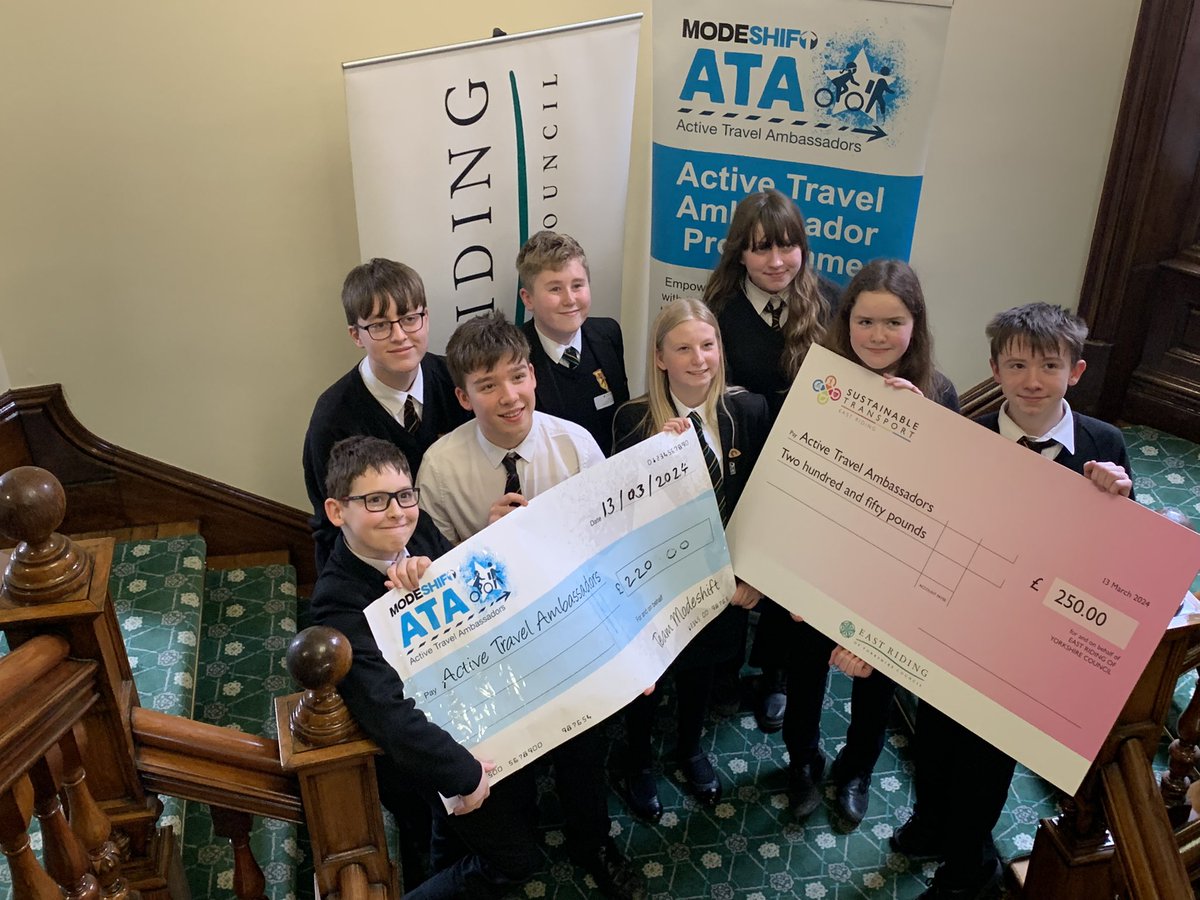 A huge well done to our @TeamModeshift Active Travel Ambassadors for securing a £470 grant following a very successful pitch at the Campaign Junction at County Hall, Beverley. Amazing work guys! @HowdenSchool @ConsortiumTrust