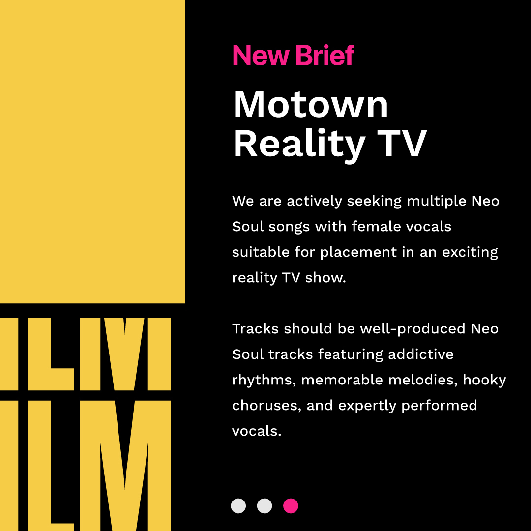 🔥HOT NEW BRIEF🔥

We are actively seeking multiple Neo Soul songs with female vocals suitable for placement in an exciting reality TV show. 💃

DEADLINE📅Fri March 22nd
SUBMIT HERE👉bit.ly/4au4vL5
