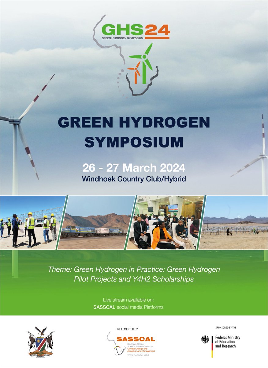 SASSCAL_ORG's tweet image. 🌿 SASSCAL is pleased to announce the upcoming #GreenHydrogen Symposium, themed “Green Hydrogen in Practice: #PilotProjects and #Y4H2 Scholarships.” 🗓 The event is scheduled to take place at the Windhoek Country Club/Hybrid, from 26th to 27th March 2024.
bit.ly/3wVuix5