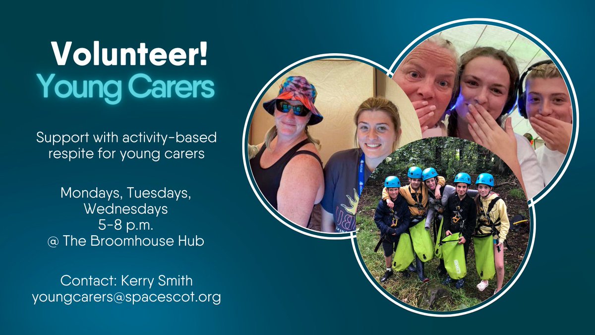 Want to make a difference in someone's life?

Space is looking for volunteers to help support young carers during weeknight group meetings.

Contact youngcarers@spacescot.org to find out more.

#volunteer #YoungCarer #YoungCarerSupport #BroomhouseHub #Space