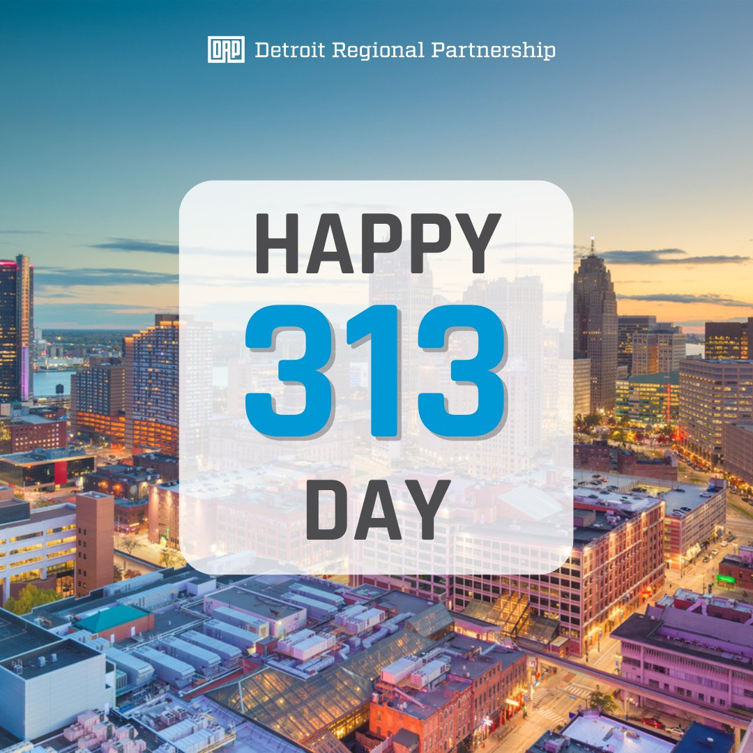 DetroitRegional's tweet photo. Happy #313Day, Detroit!
The Detroit Regional Partnership is proud to support the #DetroitRegion. From 2020-2023, the DRP helped bring $8.6 Billion in new investment and 33,000 jobs to the region.
Learn more about DRP's work: https://t.co/6ng7CNDbCh https://t.co/YWffzWzaZK