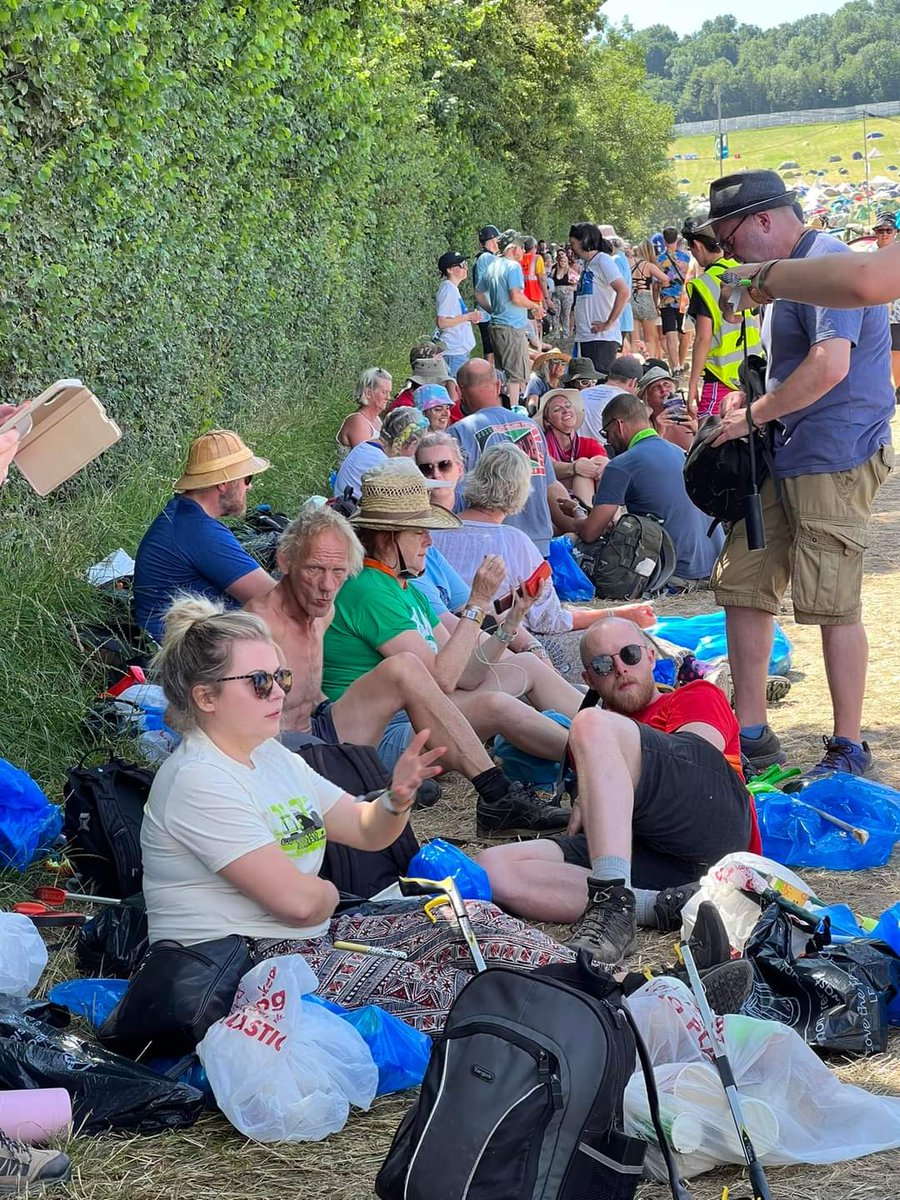 Tiny changes liter picking crew taken a well earned break at glasto