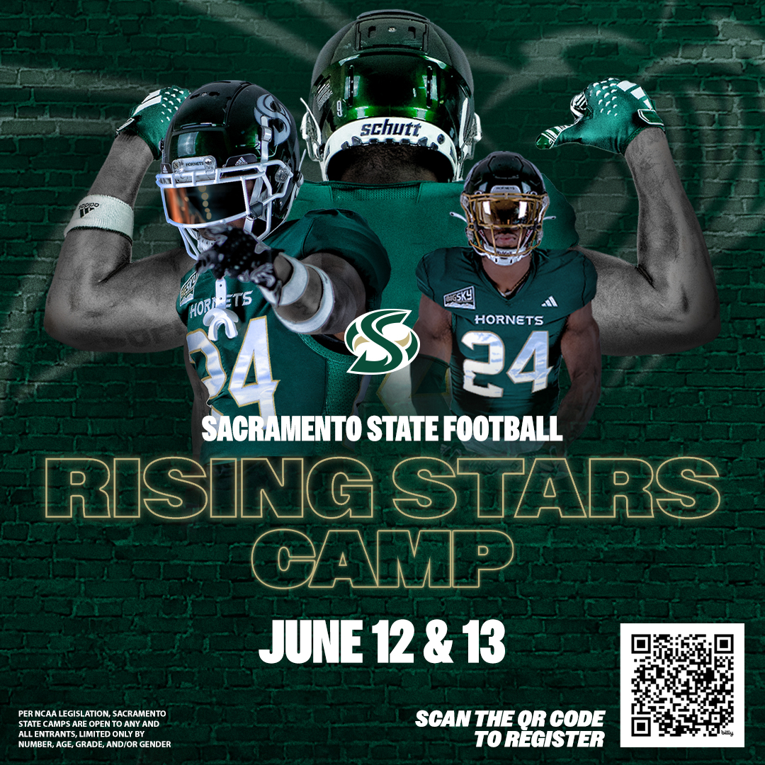 Want to receive position specific training from our football coaches and current Sacramento State players? 🏈 Register for Rising Stars Camp NOW: bit.ly/hornetsportsca… #StingersUp | #RisingStarsCamp