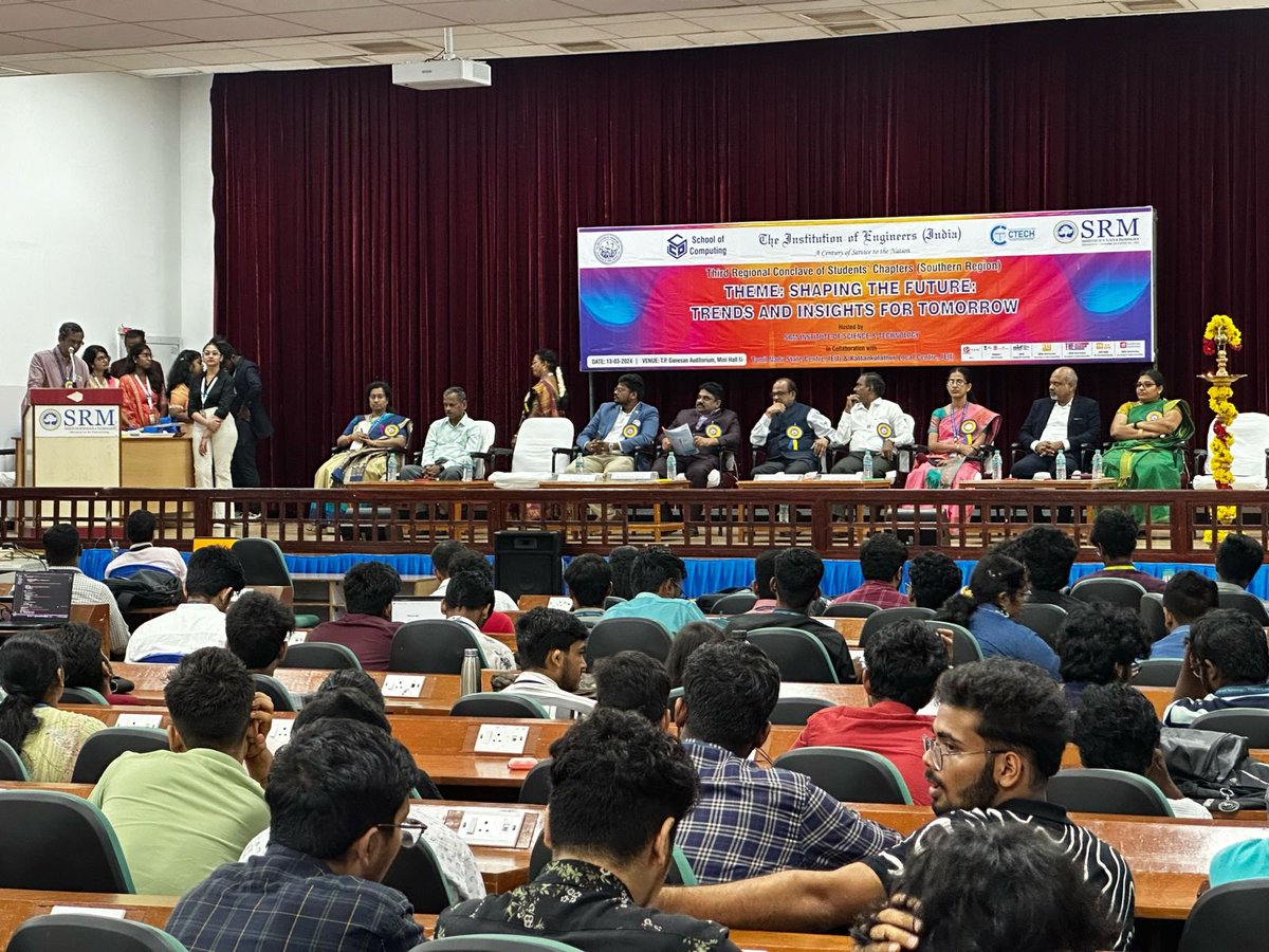 SoC_SRMIST's tweet photo. Institutions of Engineers India (IEI) hosted the 3rd Regional Conclave of Students’ Chapter (Southern Region) at SRMIST KTR on March 13, 2024. The conclave was organized by the Department of Computing Technologies IEI Student chapter.
#SRMIST #IEI #CTECH #Schoolofcomputing https://t.co/HmjcVBMYP6