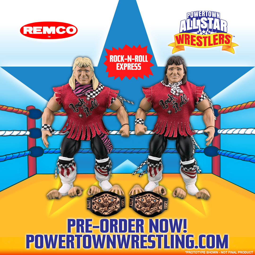 Pre-orders are now OPEN at powertownwrestling.com for Remco PowerTown AllStar Wrestlers Series 1! 

Check out the Rock 'n' Roll  Express, Ricky Morton &amp; Robert Gibson featuring their softgoods entrance and ring attire, interchangeable hands, and tag team championship belts!