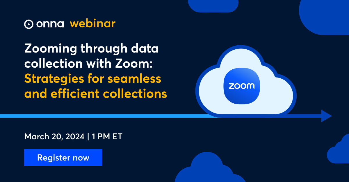 If you're navigating eDiscovery within Zoom, you won't want to miss this webinar. Learn directly from experts at Zoom and Onna on data collection considerations, including utilizing Zoom's API for data collection and archiving. Register now:
hubs.la/Q02nBd6d0