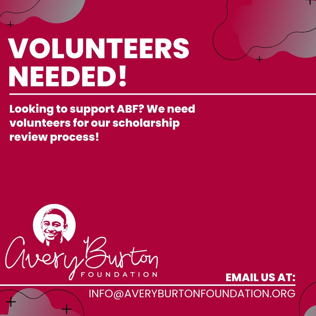 If you're interested in helping us in our scholarship review process, email us at info@averyburtonfoundation.org to learn more or sign up! #ABF #AveryBurtonFoundation #MemorialScholarship #MentalHealth #EndTheStigma #Volunteer #VolunteerOpportunities