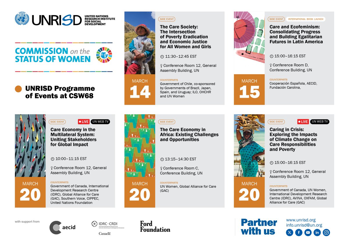 This year at #CSW68 social justice has to be at the centre of the debate. From the care-climate nexus to ecofeminist voices, @unrisd + partners bring ideas to shape just gender outcomes in institutions, policies, and social life. Discover the programme: unrisd.org/events