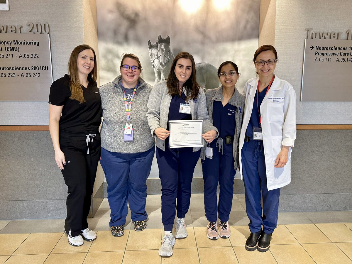 DrKristenAdams's tweet photo. Received my #seizurefirstaid certification from the @EpilepsyFdn today! Thanks to this incredible team for my time in the EMU with @NeuroUky 💙

🧠 Do you know how to help if you see someone having a seizure? Check out this free Seizure First Aid course to learn more! https://t.co/HAi8YdIncV