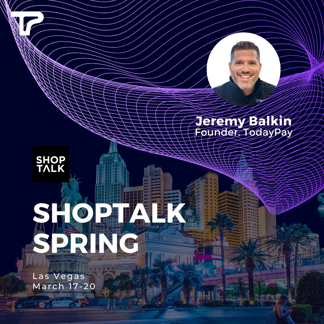 TodayPayMe's tweet photo. TodayPay Founder &amp; CEO Jeremy Balkin will be attending Shoptalk 2024 next week! If you'd like to learn more about TodayPay, message Jeremy, @jbapex, so you can meet!

#shoptalk2024 #shoptalk https://t.co/eOfNTxPoV9