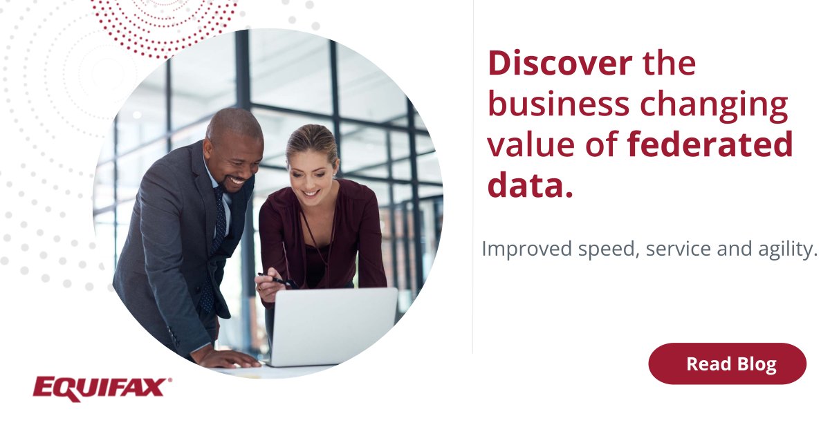 Equifax's tweet image. Our federated data is available within our cloud-based Ignite data analytic ecosystem, an inclusive space that houses everything you need for a faster analytics-to-production process. bit.ly/49NOC1N #FederatedData