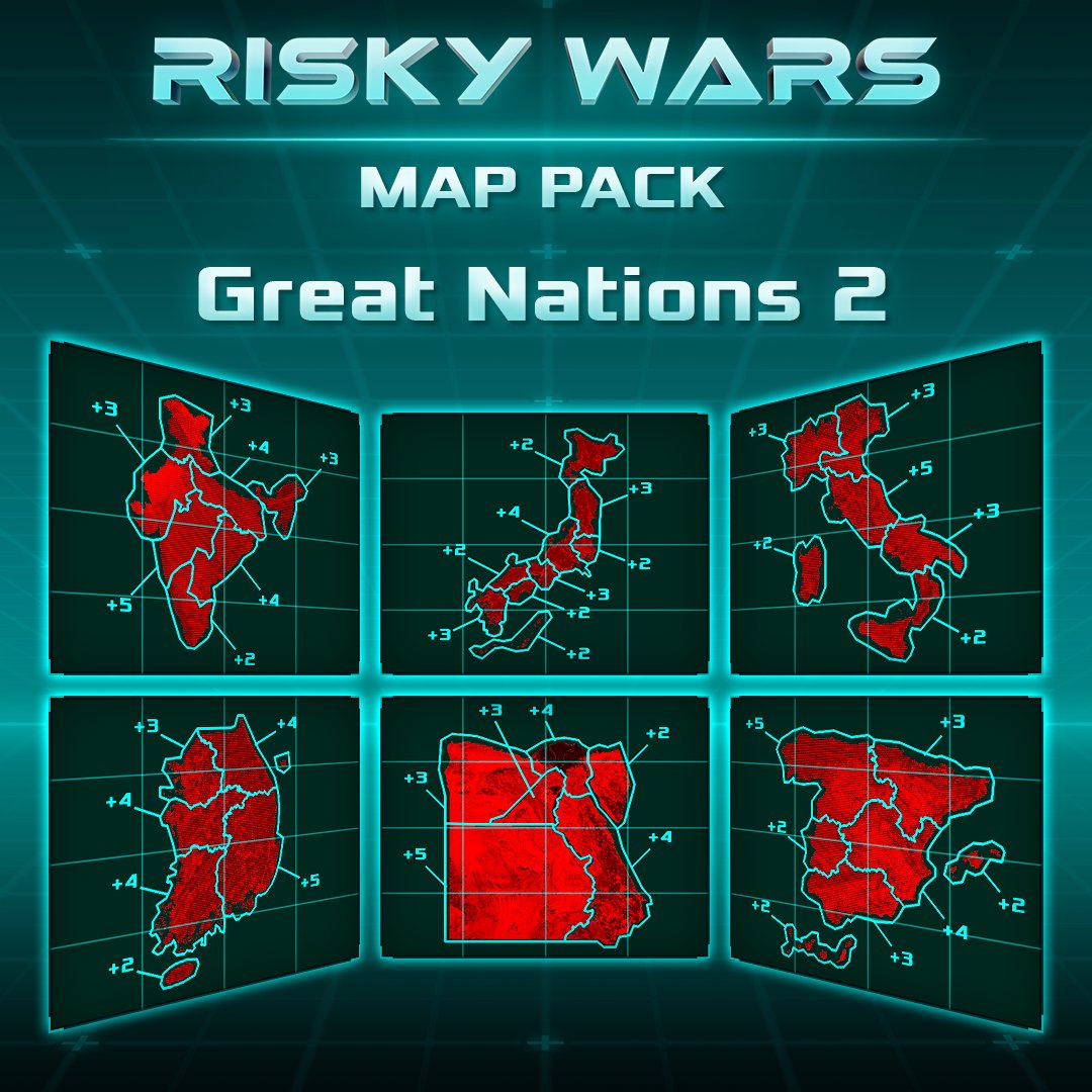 riskywars's tweet photo. Update 1.2.6 out now!
⭐ NEW MAP PACK: Great Nations 2
Includes: India, Japan, Italy, South Korea, Egypt and Spain.
👉 https://t.co/6FYXhB4FrE

#androiddeveloper
#androidgame
#boardgame
#gamesforandroid
#gamesforiphone
#gaming
#indiegamedev
#risk
#riskgame
#riskywars
#vertexarts https://t.co/rkib80kYlJ