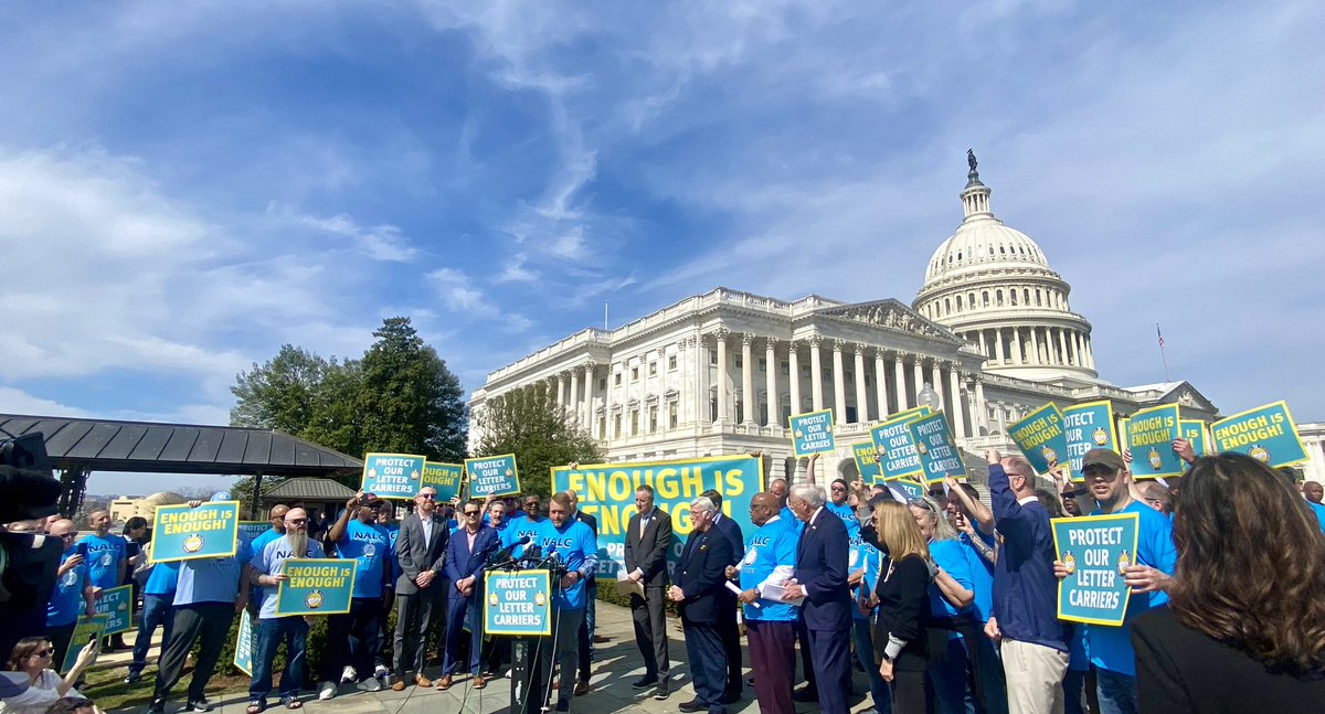 An injury to one worker is an injury to all! ✊ Labor leaders are here on Capitol Hill with @NALC_National letter carriers from across the country to call for an end to the violent attacks these essential workers face on the job.