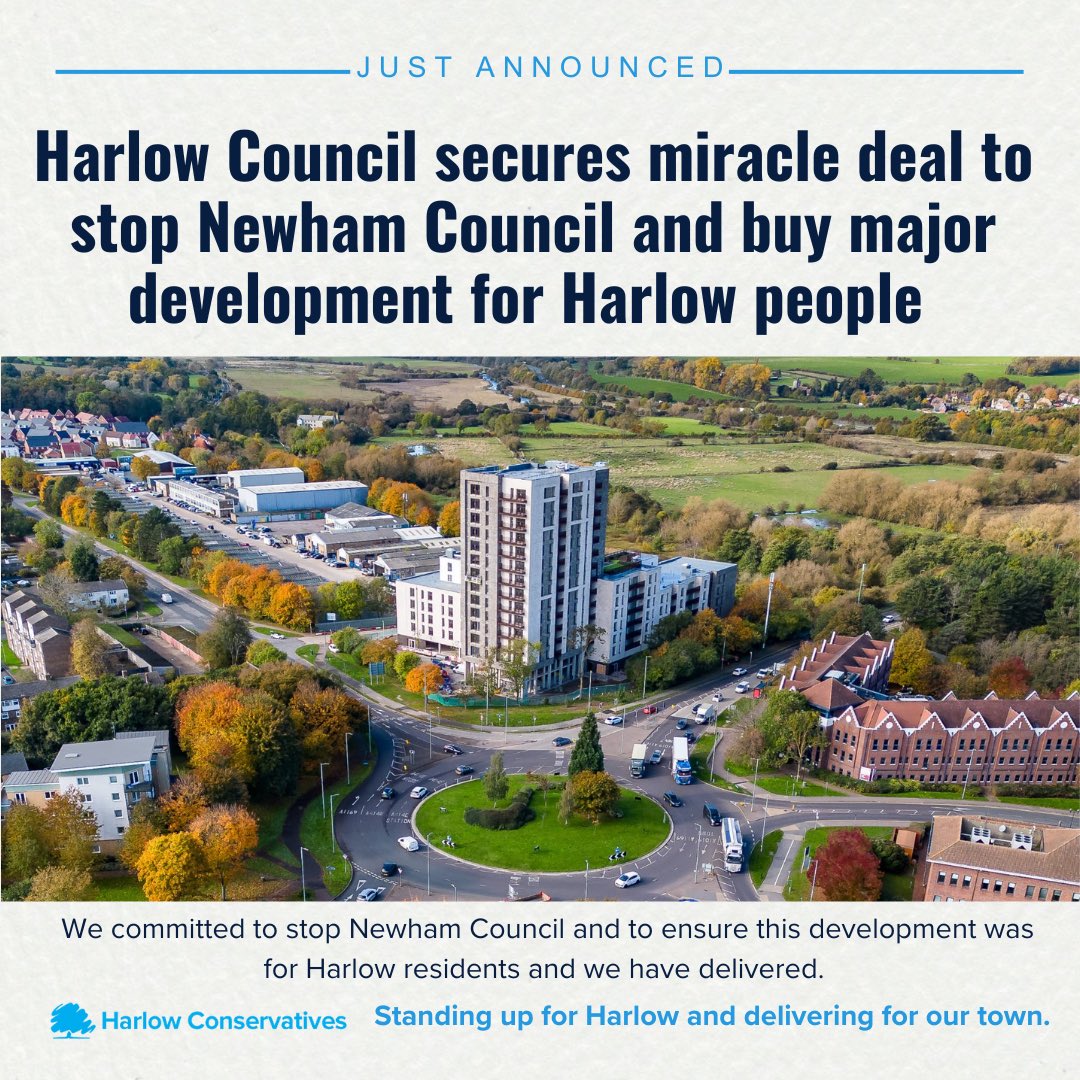 I said we would stand up for our town and stop Newham Council buying this brand new 172-apartment development. After 3 months of relentless work, we have delivered and all 172 apartments will be available for Harlow residents: yourharlow.com/2024/03/13/har…