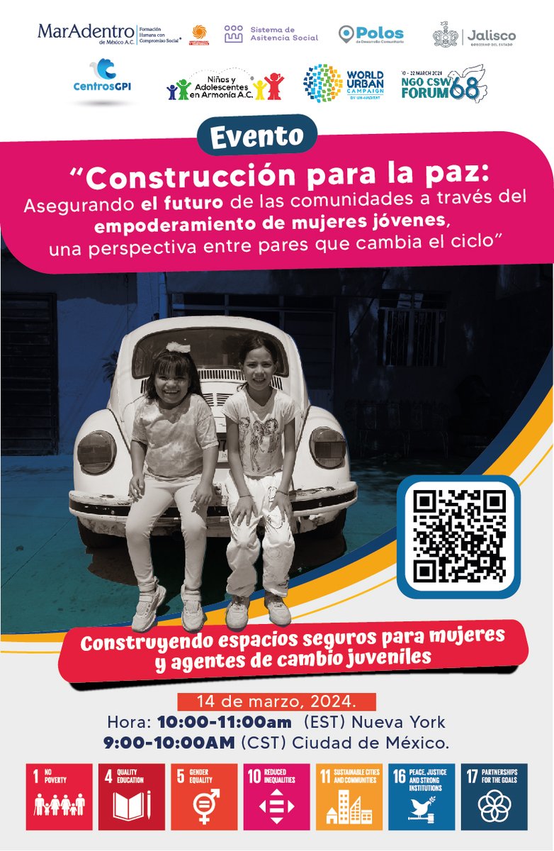 ¡Comunidad Mar Adentro, tendremos un súper evento mañana! 
Tendremos la participación de la misión permanente de la ONU, ONU Hábitat, secretaría del Sistema de Asistencia Social, Naea y testimonial de nuestro programa centros de paz
us06web.zoom.us/j/82816978951?…