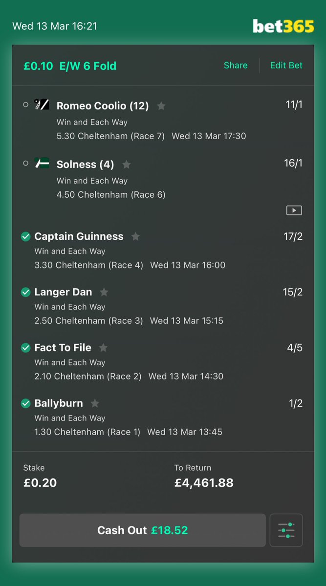 Absolutely mental if this lands 🙃🏇 #cheltenham