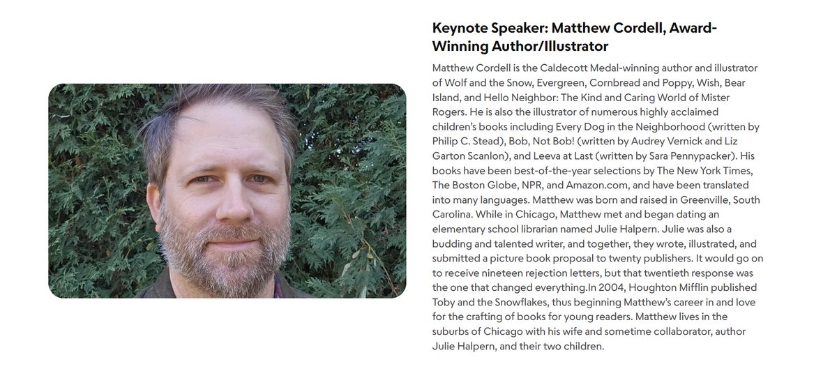 MayFest Keynote Speaker is Matthew Cordell, Caldecott Medal-winning Author/Illustrator. Mtg on Zoom is Saturday May 4th from 9 AM to 1:15 PM PT. Opt. Critiques are from 2-5 PM. scbwi.org/events/mayfest… #scbwi #kidlit #kidlitart #childrensbooks #WritingCommunity #picturebooks