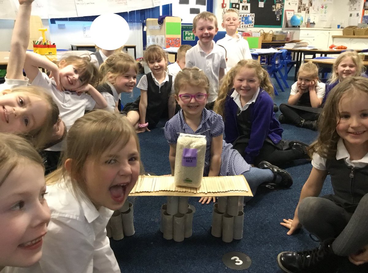 DeltaWillowsAc's tweet photo. Year 1 had the best time creating a bridge for our Delta wide science week challenge! They worked so well as a team - listening to each others ideas and persevering! Over 2 hours later and the bridge is still holding 1kg of rice!! #DeltaScienceWeek24 #BSW24 https://t.co/UGMYZhMXjh