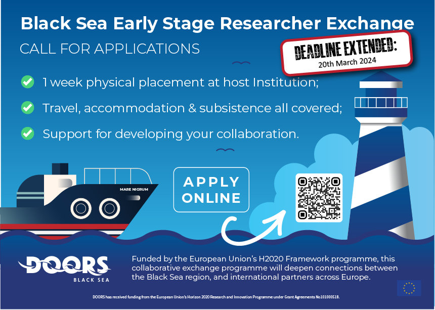 doorsblacksea's tweet photo. 📆 New Deadline: March 20th, 2024
🌍 Exciting Opportunity for #ECRs! to join the @doorsblacksea Early-Stage Researcher Exchange. Enjoy a 1-week physical placement with the support of DOORS experts 🚀
We've added an FAQ to the website to help!
🌐 https://t.co/RnxzqpZYzv https://t.co/t6LSLQ6abB