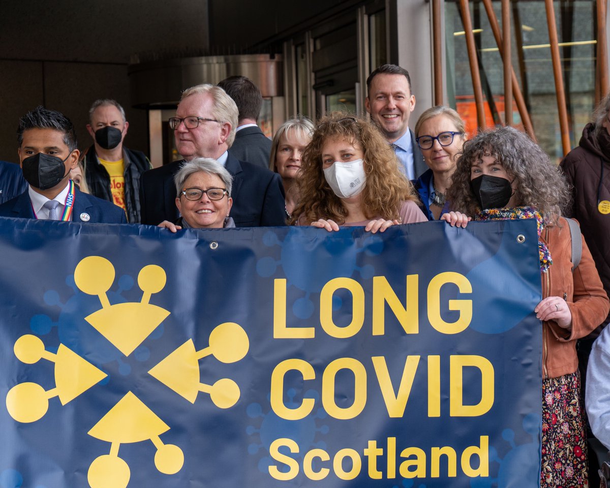 AnnieWells2026's tweet photo. Outside the Scottish Parliament today, it was a delight to speak with campaigners from @LongCovidScot about the ongoing challenges people living with #LongCovid face when trying to access care and support. https://t.co/wMXJ8c6Ero