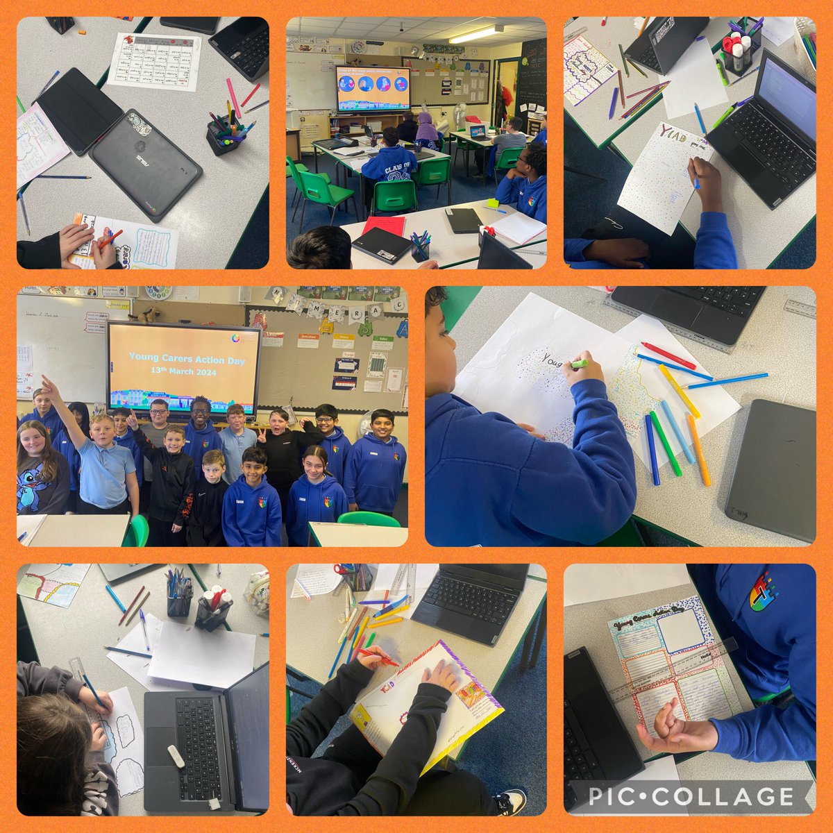 SchoolTrelai's tweet photo. Year 6 had a wonderful lesson learning all about Young carers action day today. We then created fact files and posters to bring awareness to this important topic! #tpswellbeing #carecollective #Year6 https://t.co/6R2HA5y7c8