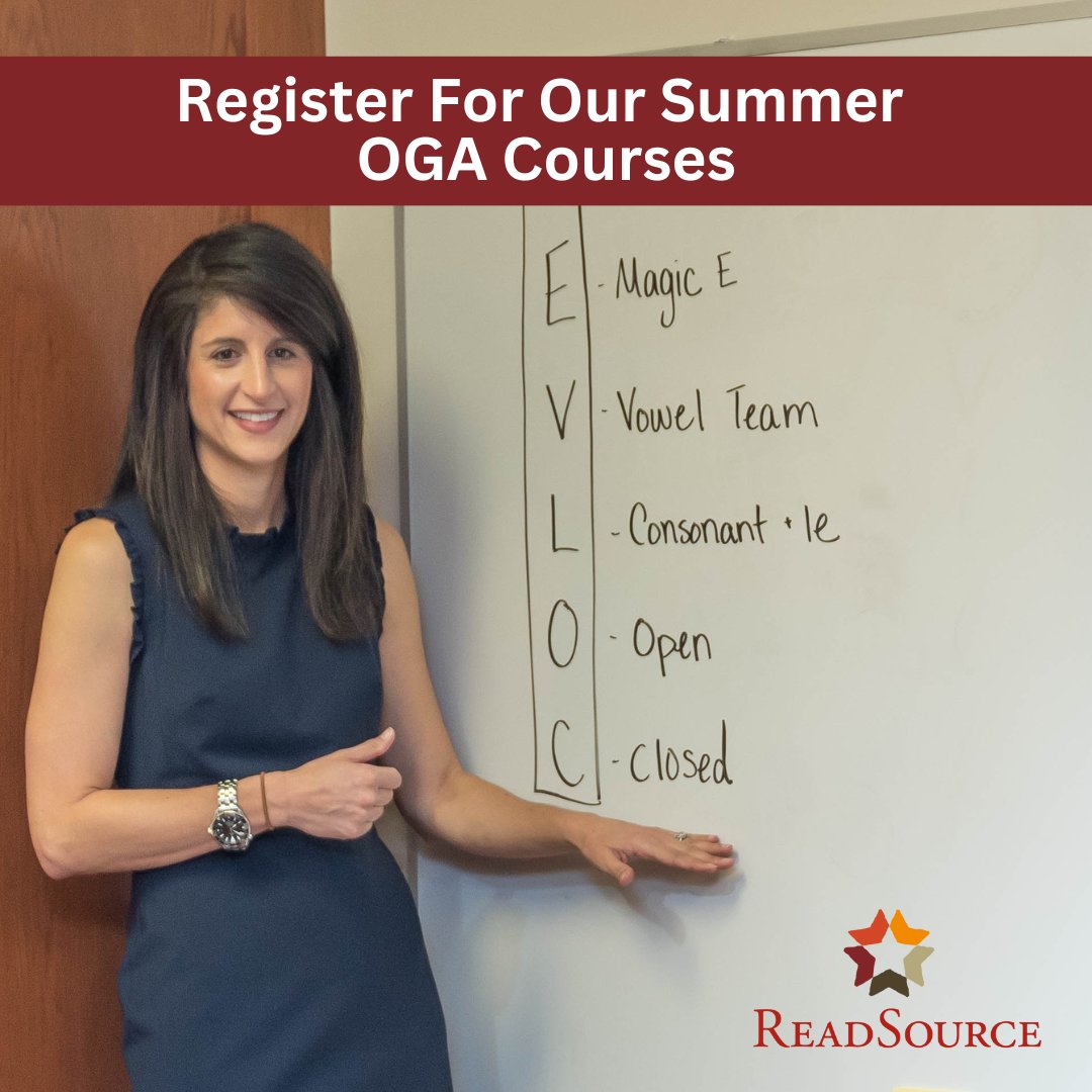 This summer, we're offering eight different Orton-Gillingham training courses for teachers and school professionals seeking further education on assisting struggling readers. Register on our website! #ReadSource #ReadingRemediation #TeacherTraining #StrugglingReaders #Dyslexia